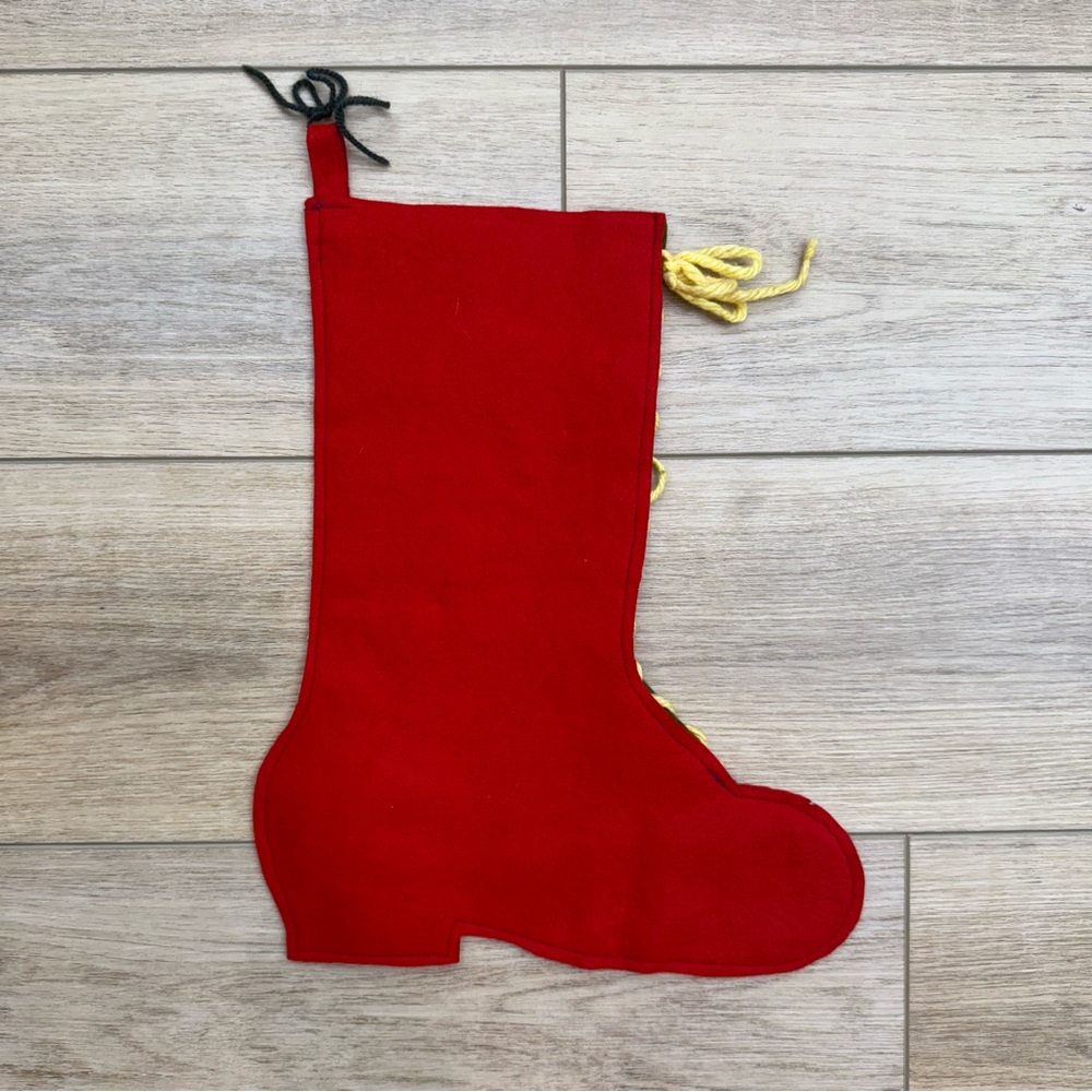 Vintage 70’s handmade Felt Christmas Stocking Appliqué Embroidered Boho‎ - Picture 9 of 9